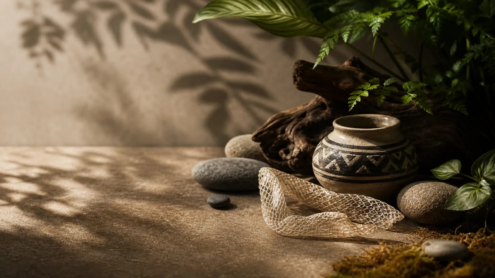 Reptile remembrance objects — AI-created editorial image, not a provider or facility